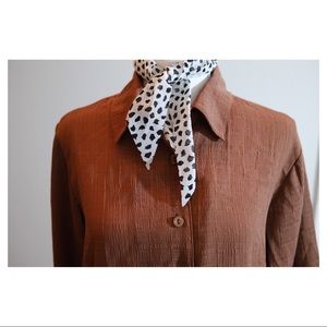 70’s inspired brown button up blouse